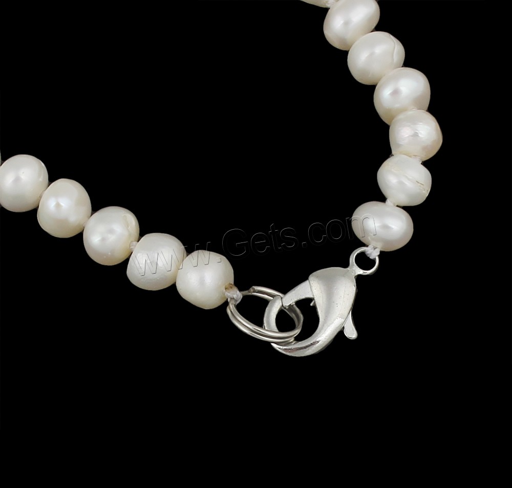 Natural Freshwater Pearl Necklace, brass clasp, Button, different length for choice & different styles for choice, white, 6-7mm, Sold By Strand