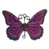 Conector de aleación de Zinc animal, Mariposa, barnizado, 1/1 aro, Púrpura, libre de níquel, plomo & cadmio, 85x60x3mm, agujero:aproximado 3mm, Vendido por UD