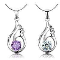 Rhinestone Brass Pendants, Teardrop, real silver plated, with rhinestone nickel, lead & cadmium free Approx 3-5mm 