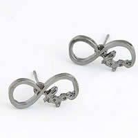 Zinc Alloy Stud Earring, stainless steel post pin, Infinity, plumbum black color plated, nickel, lead & cadmium free 