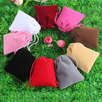 Velvet Jewelry Pouches Bags, Velveteen, with Nylon Cord, mixed colors 