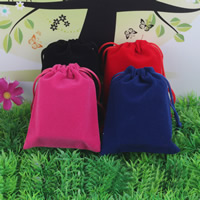 Velvet Jewelry Pouches Bags, Velveteen, with Nylon Cord, mixed colors 