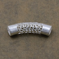 Abalorios de Aleación de Zinc Tubo, Tubo curvado, chapado en color de plata, hueco, 43x11x9mm, agujero:aproximado 8mm, Vendido por UD