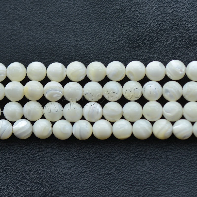 Trochus Beads, Round, plated, different size for choice, white, Hole:Approx 1mm, Length:Approx 15.5 Inch, Sold By Strand