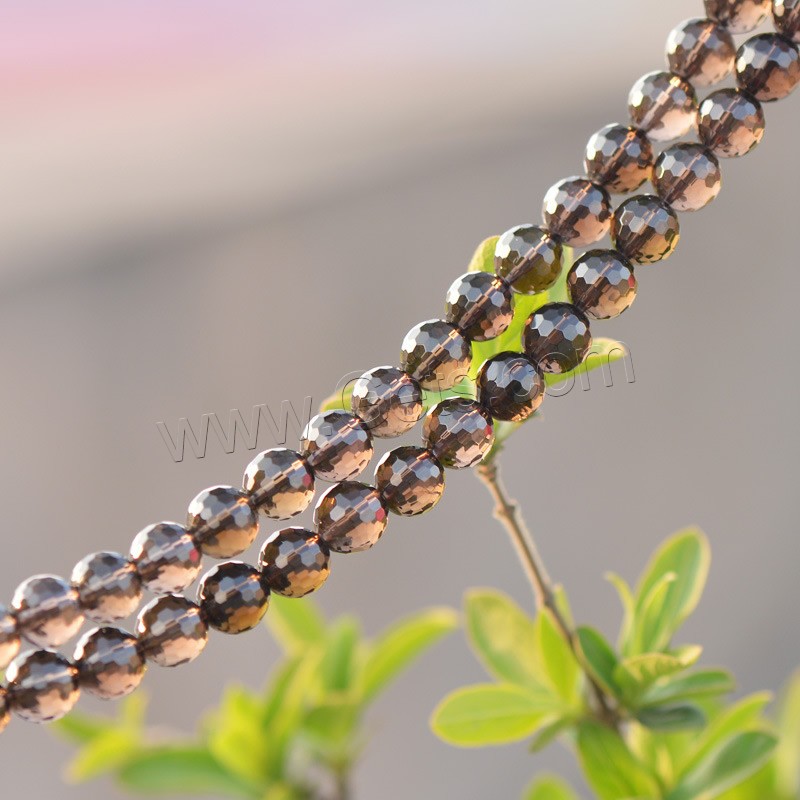 Natural Smoky Quartz Beads, Round, different size for choice & faceted, Hole:Approx 1mm, Length:Approx 15.5 Inch, Sold By Strand