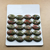 Unakite Cabochon, Flat Oval, natural & flat back 