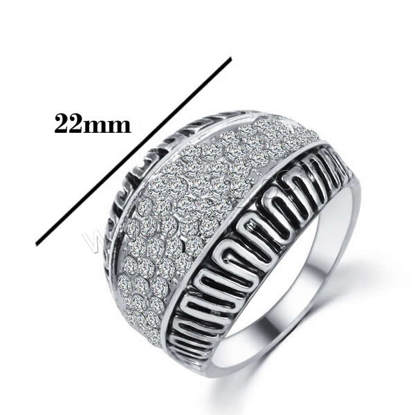 Zinklegierung Fingerring , plattiert, verschiedene Größen vorhanden & mit kubischem Zirkonia & Schwärzen, keine, 22mm, verkauft von PC