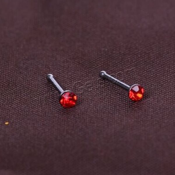 Edelstahl-Nase-Piercing-Schmuck, Edelstahl, verschiedene Größen vorhanden & mit Strass, keine, 60PCs/Box, verkauft von Box