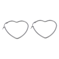 Boucle d'oreille en acier inoxydable Hoop, coeur, multiple tailles pour le choix, couleur originale, Vendu par paire