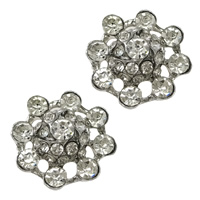 Zinklegierung Schmuck Cabochons, Blume, Platinfarbe platiniert, mit Strass, 22x22x9mm, verkauft von PC