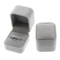 Velvet Ring Box, Cardboard, with Sponge & Velveteen, Rectangle, grey 