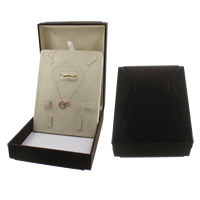 Boîtes à collier en velours, carton, avec velours de coton, rectangle, noire Vendu par PC