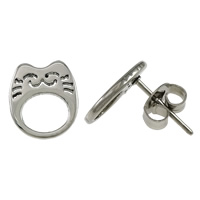 Stainless Steel Stud Earring, Cat, original color 