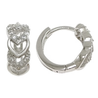 Männer Sterling Silber Hoop Ohrringe, 925 Sterling Silber, Sterling Silber Hebel Rückseiten Ohrring Haken, Kreisring, plattiert, mit kubischem Zirkonia, keine, 5x12.5x13.5mm, verkauft von Paar