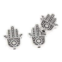 Zinklegierung Schmuckperlen, Hamsa, antik silberfarben plattiert, Islam Schmuck, frei von Blei & Kadmium, 10x12x3mm, Bohrung:ca. 1mm, ca. 75PCs/Tasche, verkauft von Tasche