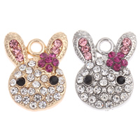 Zinc Alloy Animal Pendants, Rabbit, plated, with rhinestone nickel, lead & cadmium free Approx 2mm 