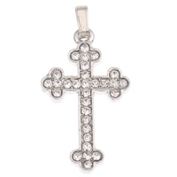 Zinc Alloy Cross Pendants, platinum color plated, with rhinestone, nickel, lead & cadmium free Approx 