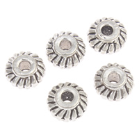 Abalorios de Aleación de Zinc , Toroidal, chapado en color de plata antigua, libre de plomo & cadmio, 3.5x6mm, agujero:aproximado 1mm, aproximado 250PCs/Bolsa, Vendido por Bolsa