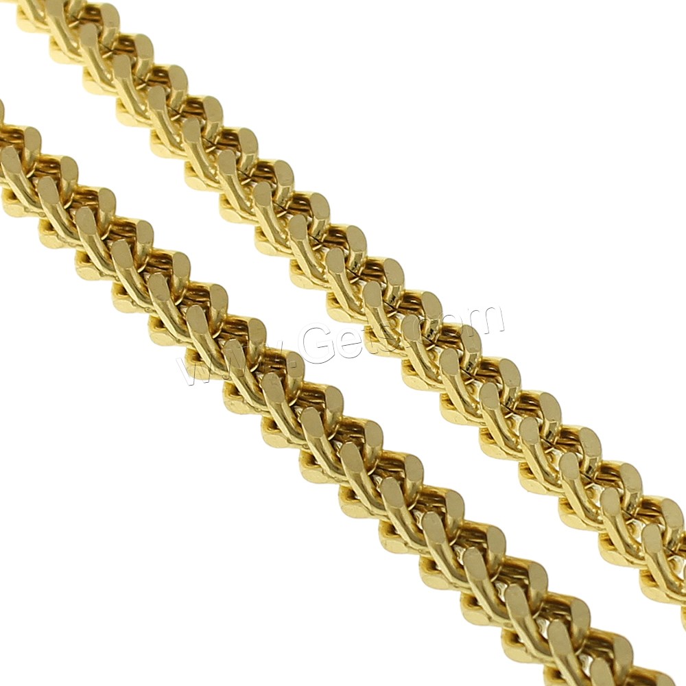 Stainless Steel Chain Necklace, gold color plated, wheat chain & different size for choice, Sold By Strand