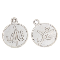 Zink Legierung Schmuck Anhänger, Zinklegierung, Allah, antik silberfarben plattiert, frei von Blei & Kadmium, 15x18x1mm, Bohrung:ca. 2mm, ca. 125PCs/Tasche, verkauft von Tasche