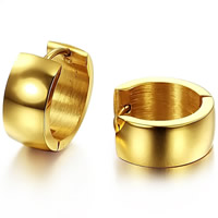 Titanium Steel Huggie Hoop Earring, Donut, gold color plated 