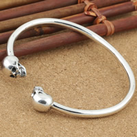 925 Sterling Silver Cuff Bangle, Skull, open & blacken Inner Approx 60mm Approx 7.4 Inch 