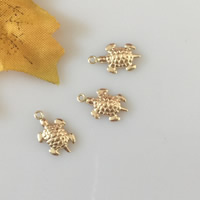 Colgantes lleno de oro, Oro-llenado, Tortuga, 14K gold-filled, 8.1x13.6mm, agujero:aproximado 1.2mm, Vendido por UD