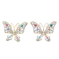 Rhinestone Zinc Alloy Brooch, Butterfly, plated, with rhinestone lead & cadmium free 