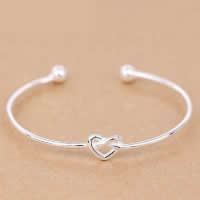 argent sterling 925 bracelet manchette, coeur, ouvert, 9mm, Diamètre inté Environ 58mm Environ 6.5 pouce, Vendu par PC