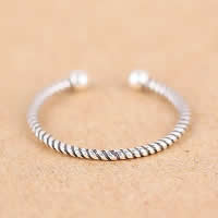 Tailandia Anillo de dedo Cuff, abrir, 2mm, tamaño:5, Vendido por UD