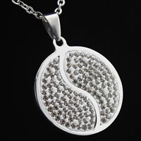 Pendentifs en acier inoxydable strass, avec argile, Plat rond, couleur originale Environ 3-5mm, Vendu par PC