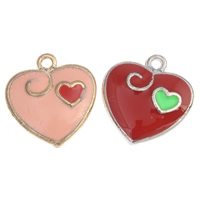 Zinc Alloy Heart Pendants, gold color plated, enamel lead & cadmium free Approx 1mm 