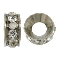 Rondelle Rhinestone Spacer, Brass, plated, with rhinestone Approx 3.5mm 