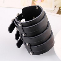 Men Bracelet, Cowhide, with Zinc Alloy, platinum color plated, adjustable & for man, black, 80mm Approx 10.31 Inch 