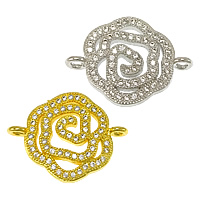 Cubic Zirconia Micro Pave Brass Connector, Flower, plated, micro pave cubic zirconia & 1/1 loop Approx 1.5mm 