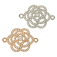 Cubic Zirconia Micro Pave Brass Connector, Flower, plated, micro pave cubic zirconia & 1/1 loop Approx 2mm 