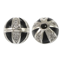 Cubic Zirconia Micro Pave Brass Beads, Round, platinum plated, micro pave cubic zirconia & enamel Approx 2mm 