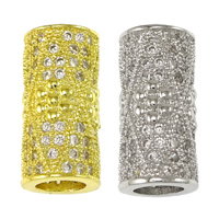 Cubic Zirconia Micro Pave Brass Beads, Column, plated, micro pave cubic zirconia Approx 4.5mm 