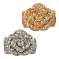 Cubic Zirconia Micro Pave Brass Beads, Flower, plated, micro pave cubic zirconia & hollow Approx 