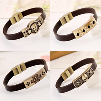 Men Bracelet, Cowhide, with Zinc Alloy, antique bronze color plated & for man, 8mm Approx 8.26 Inch 