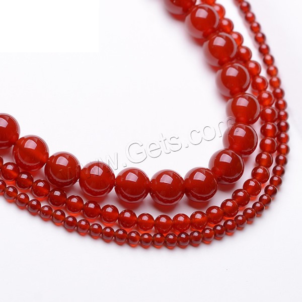 Perles Agates rouges naturelles, agate rouge, Rond, normes différentes pour le choix, année AAAAA, Trou:Environ 1mm, Longueur:Environ 15.5 pouce, Vendu par brin