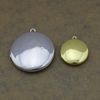 Brass Locket Pendants, Flat Round, plated 