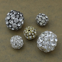 Bola Rhinestone Spacer, metal, Esférico, chapado, diverso tamaño para la opción & con diamantes de imitación, más colores para la opción, Vendido por UD