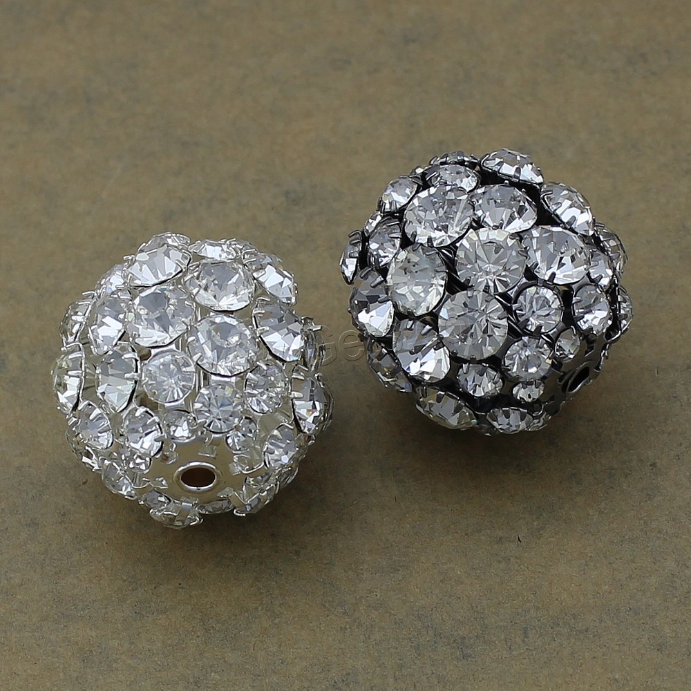 Bola Rhinestone Spacer, metal, Esférico, chapado, diverso tamaño para la opción & con diamantes de imitación, más colores para la opción, Vendido por UD