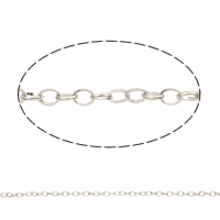 Cadena de fabricación de separación, fundición, con carrete de plástico, chapado en color de platina, cadena oval, libre de plomo & cadmio, 5x4x1mm, 50m/Carrete, Vendido por Carrete