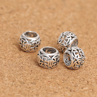 perles pandore en argent fin Thaïlandais sans hélice, Thaïlande, tambour, sans filetage & creux Environ 5mm, Vendu par PC