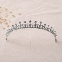 Bridal Tiaras, Zinc Alloy, platinum color plated, for bridal & with rhinestone, lead & cadmium free, 150mm 