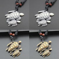 Résine de cire collier de corde, avec Ciré de coton & bois, tortue, ox imitation OS, plus de couleurs à choisir Environ 17.5 pouce, Vendu par brin