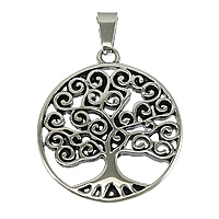 Stainless Steel Pendants, Tree, plated, blacken Approx 