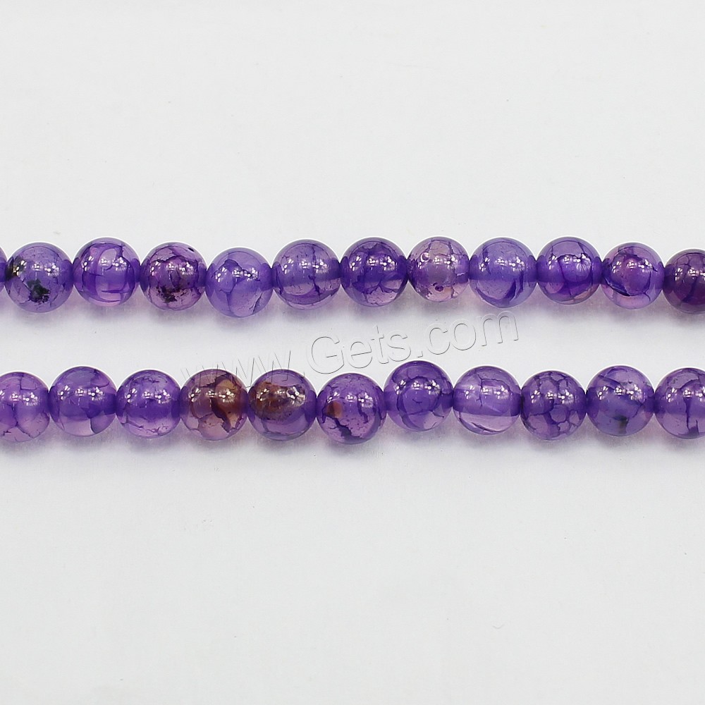 Perles agate veines de dragon naturelles, Rond, normes différentes pour le choix, violet, Trou:Environ 0.8-1.2mm, Longueur:14 pouce, Vendu par brin